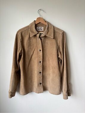 W2W Vintage Suede Button-Up Jacket - Tan